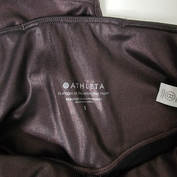Athleta Elation Ultra High Rise Shimmer Leggings Powervita Burgundy - Picture 8 of 8